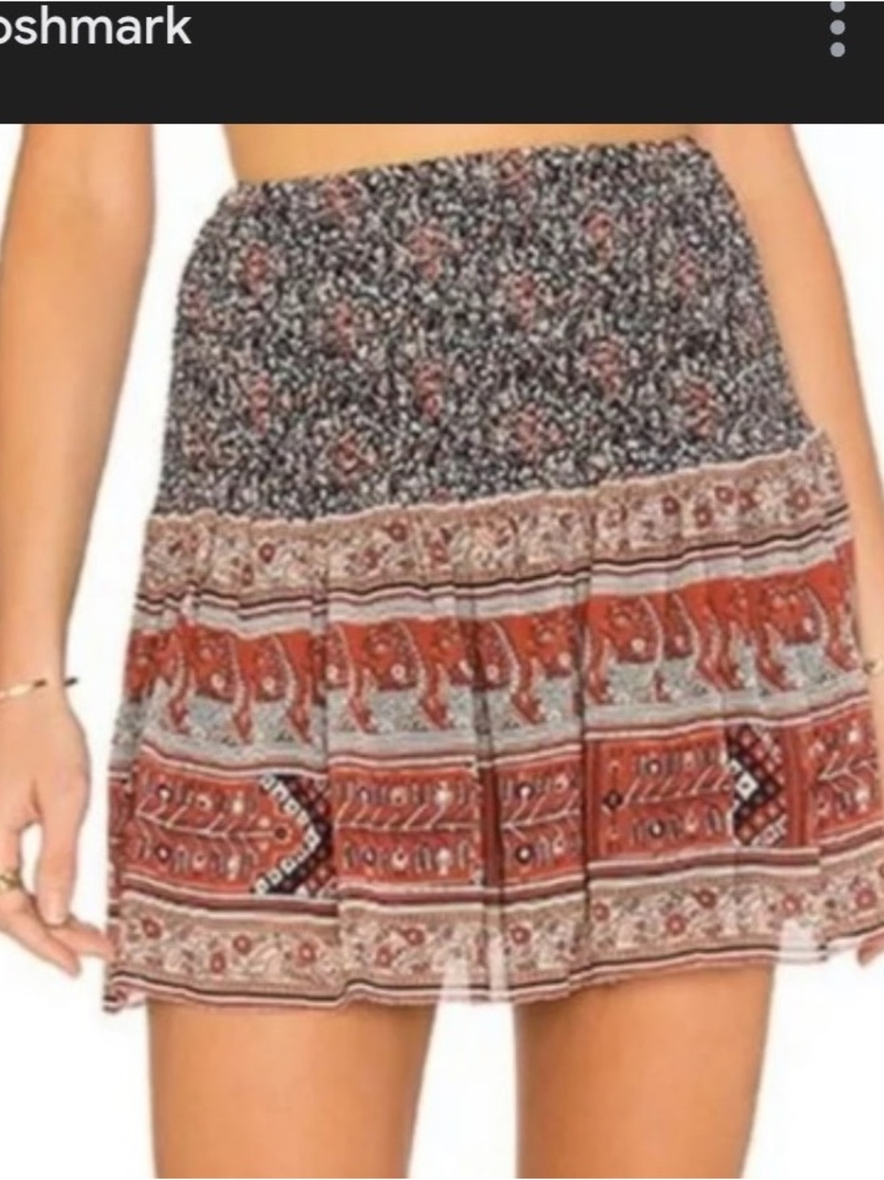 Ulla Johnson 100 %‎ silk Mini Skirt in Black and Rust Floral Paisley Print